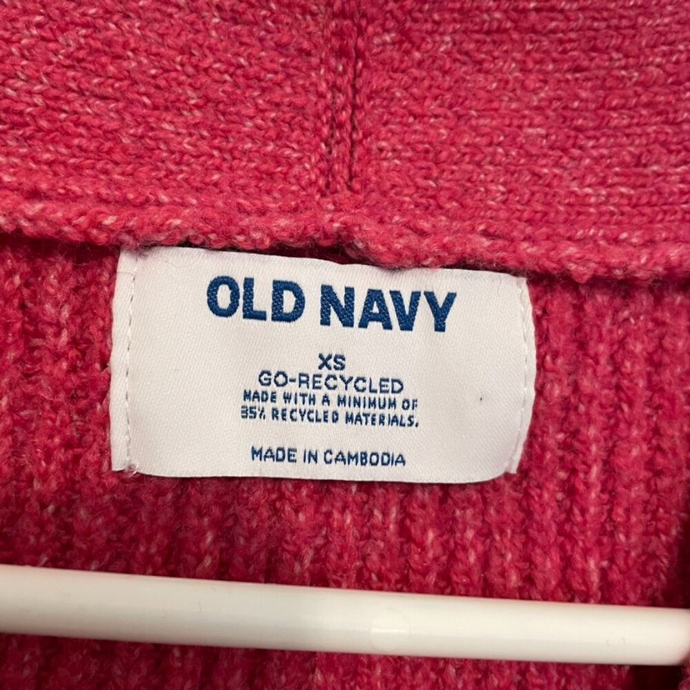 OLD NAVY Shaker Stitch Cardigan Sweater Magenta / Berry Pink Chunky Knit Relaxed - Picture 7 of 15